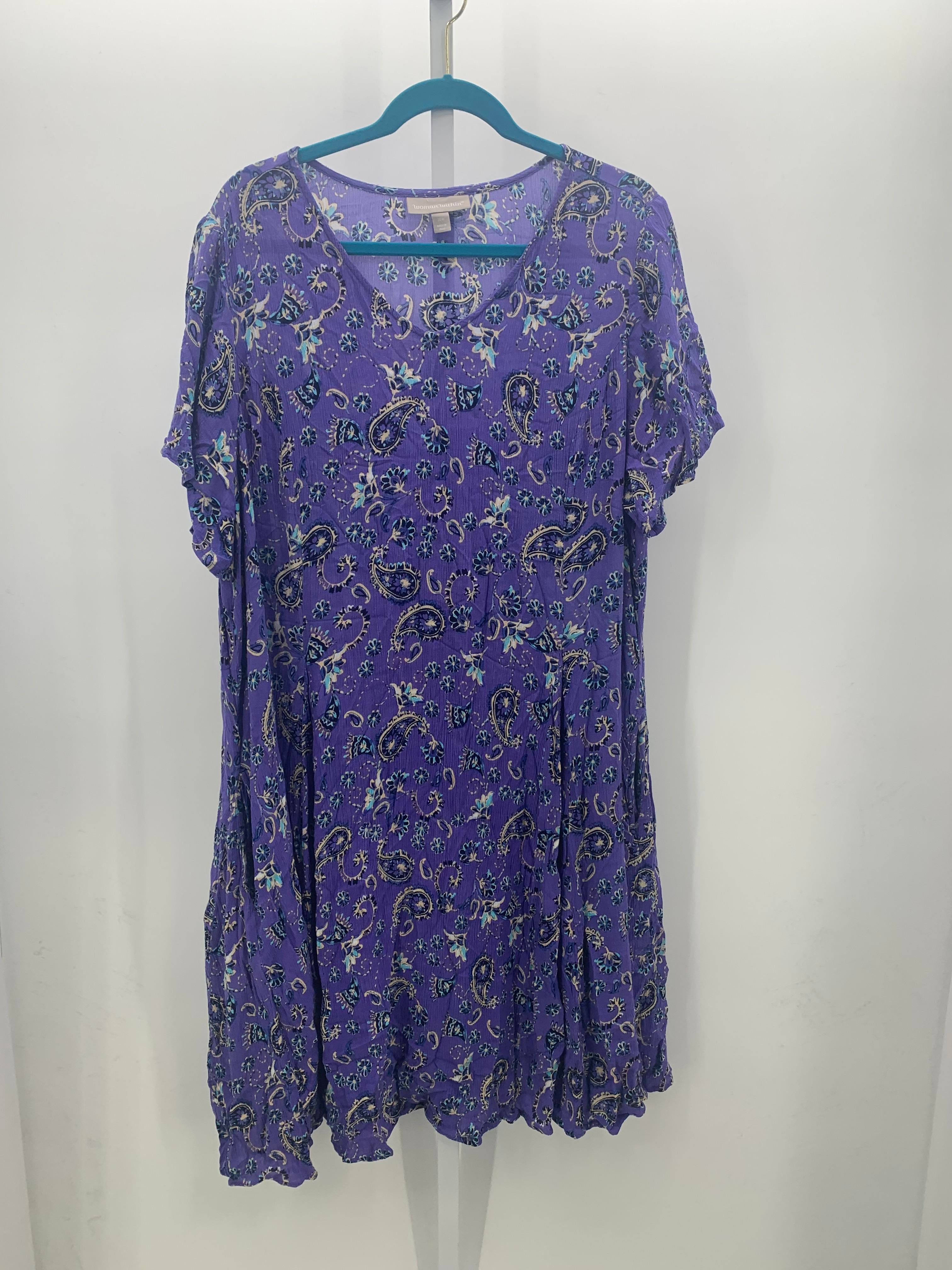 Woman Within Size 20 W Womens Short Sleeve Dress