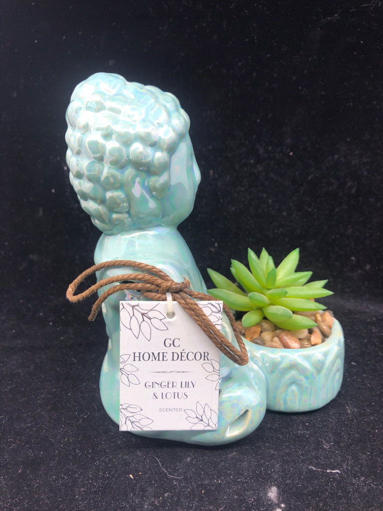 NIP HOME  DECOR GINGER LILLY BUDDHA W/ SUCCULENT