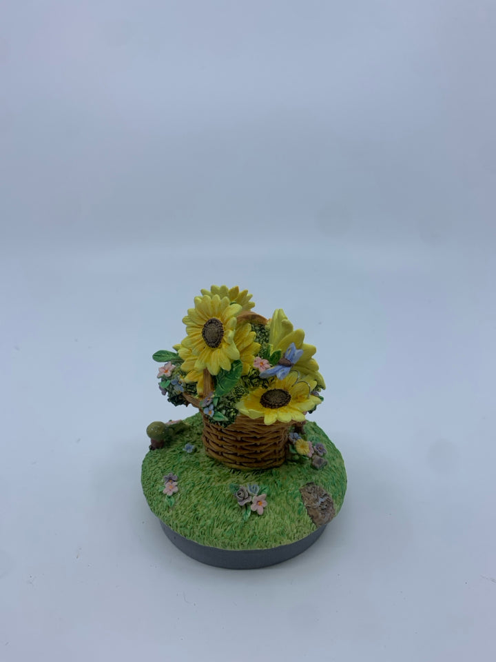 SUNFLOWERS IN BASKET CANDLE TOPPER.