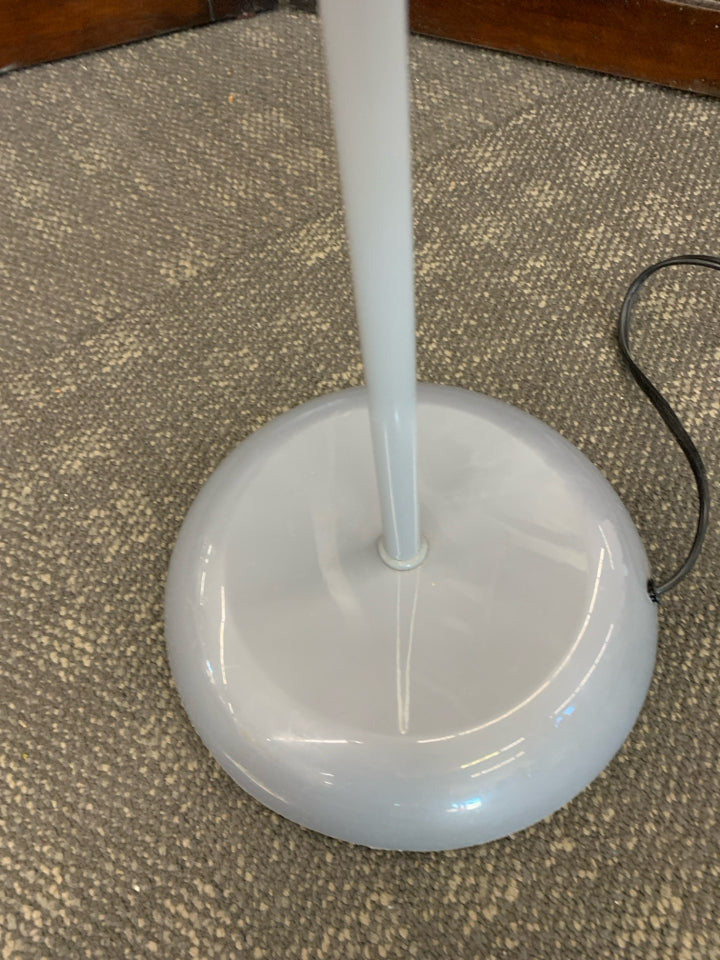 TALL SILVER FLOOR LAMP WHITE GLOBE.