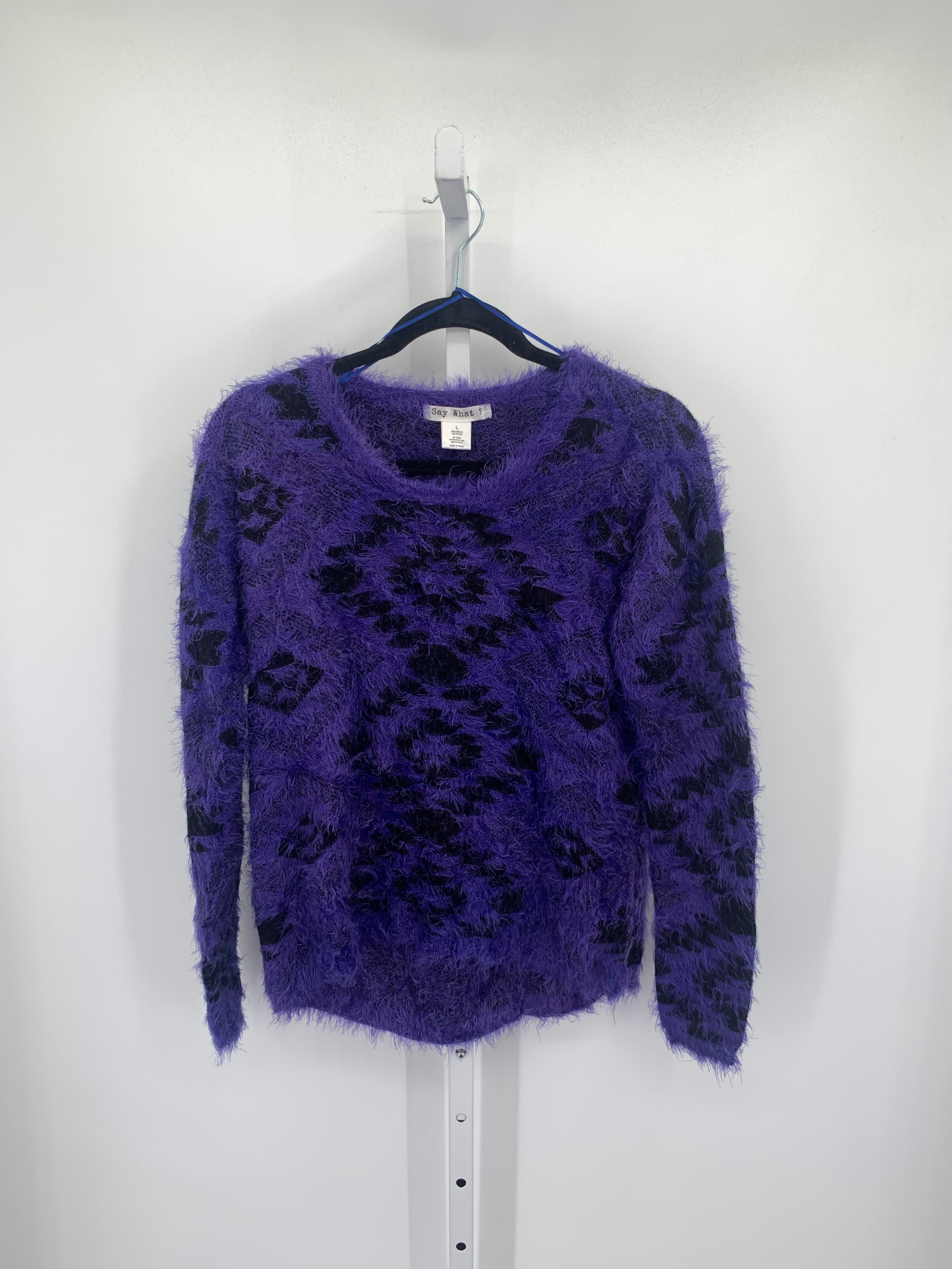 Say What? Size Large Juniors Long Sleeve Sweater