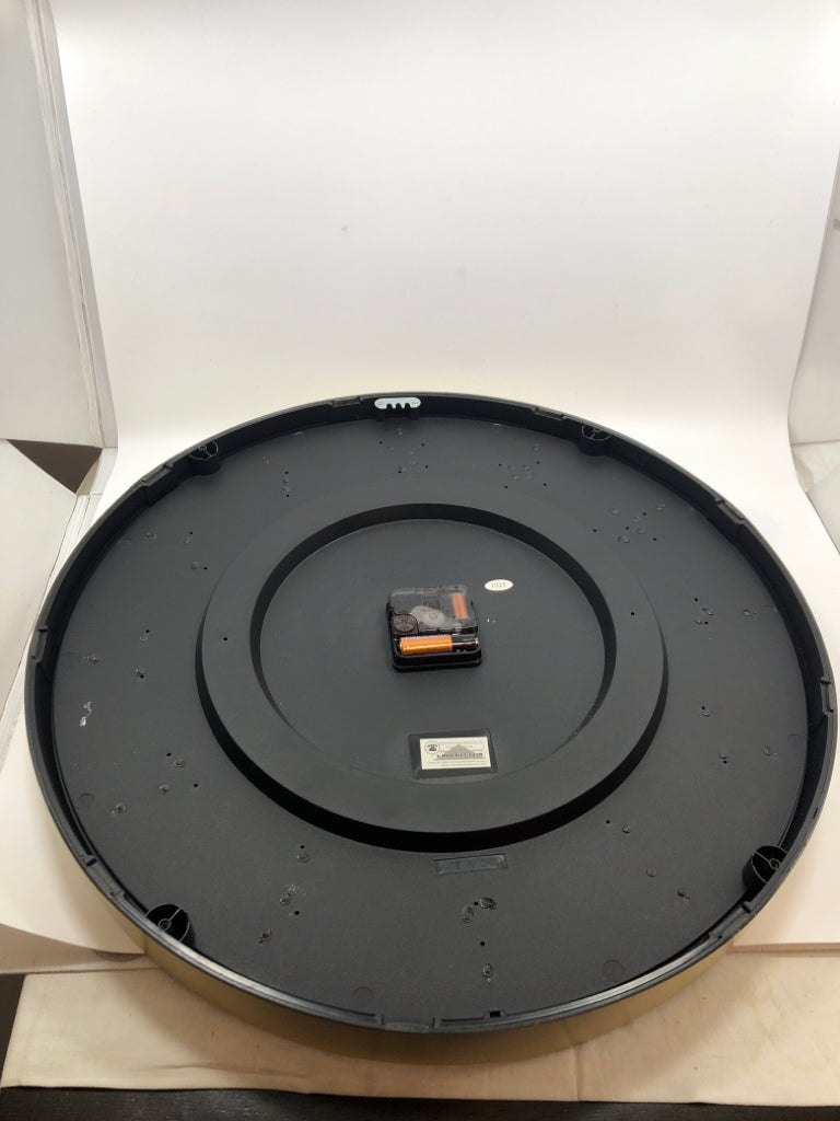 LARGE BLACK/GOLD WALL CLOCK.
