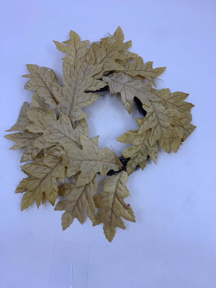 2 TAN LEAVES SMALL WREATHS.