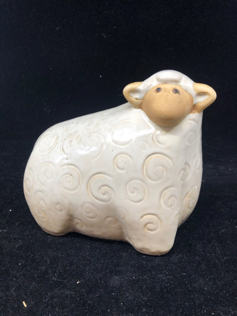 FULL TAN CERAMIC SHEEP.