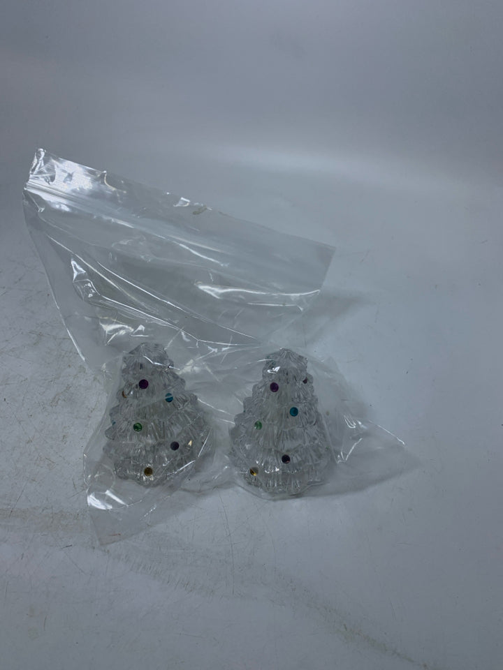 VTG LENOX CRYSTAL JEWELED CHRISTMAS TREE SALT/PEPPER SHAKERS IN BAG.