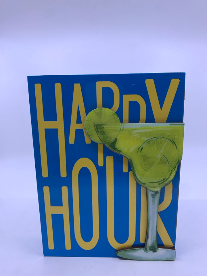 HAPPY HOUR BLUE STANDING SIGN.