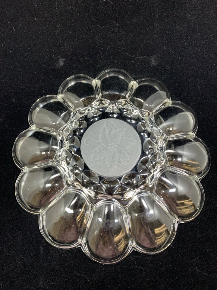 VTG GLASS DEVILED EGG PLATTER.