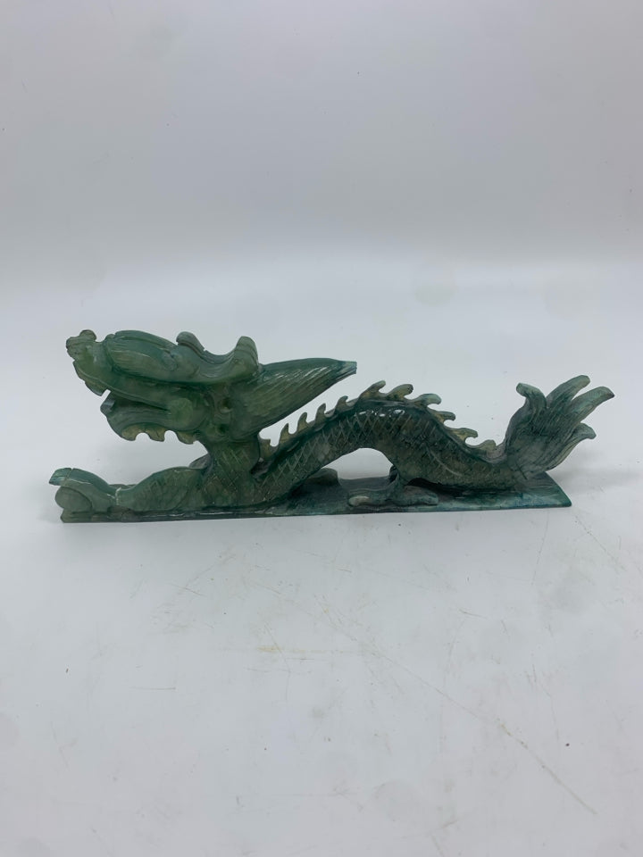GREEN JADE STYLE CHINESE DRAGON FIGURE.