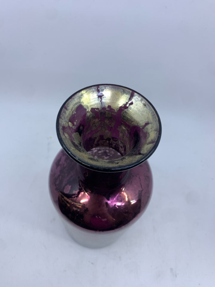MERCURY PURPLE GLASS VASE FLARED TOP.