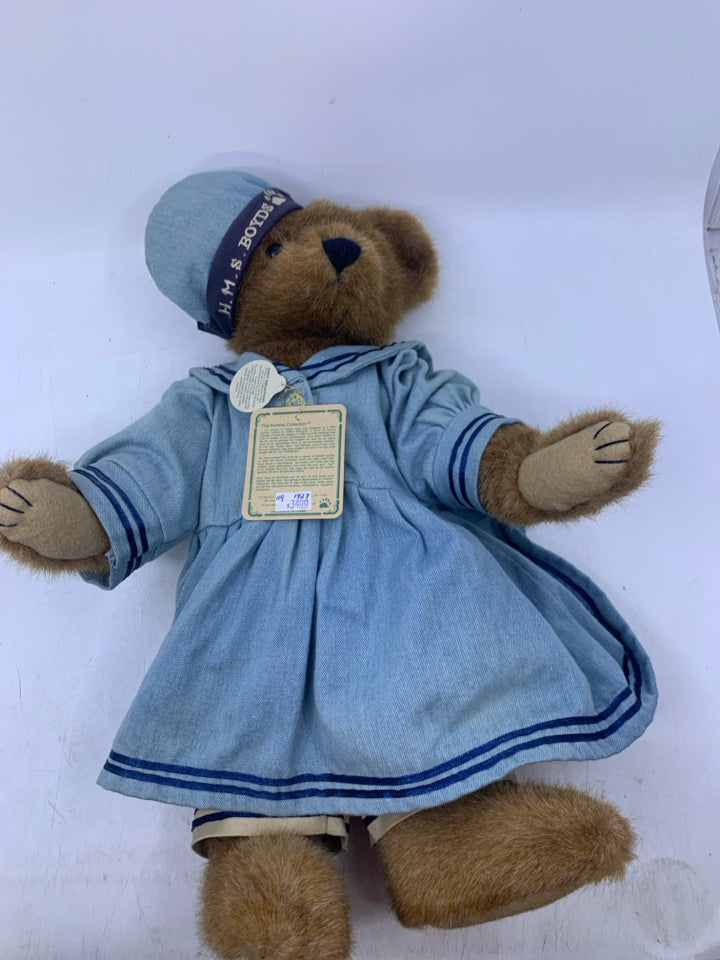 BROWN BEAR W/ BLUE SAILOR DRESS BOYDS BEAR.