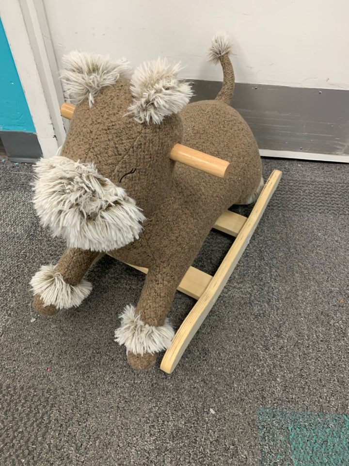 Manhattan Toy Terrier Plush Dog Wooden Rocking Toy