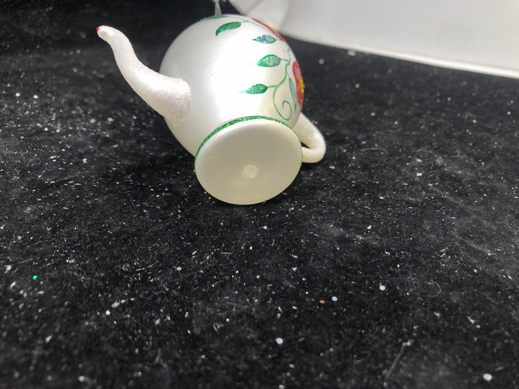 GLITTER TEAPOT ORNAMENT.