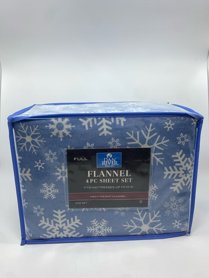 NIP BLUE SNOWFLAKE FULL SIZE FLANNEL SHEET SET