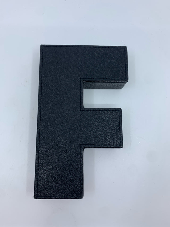 BLACK FAUX LEATHER BLOCK "F".