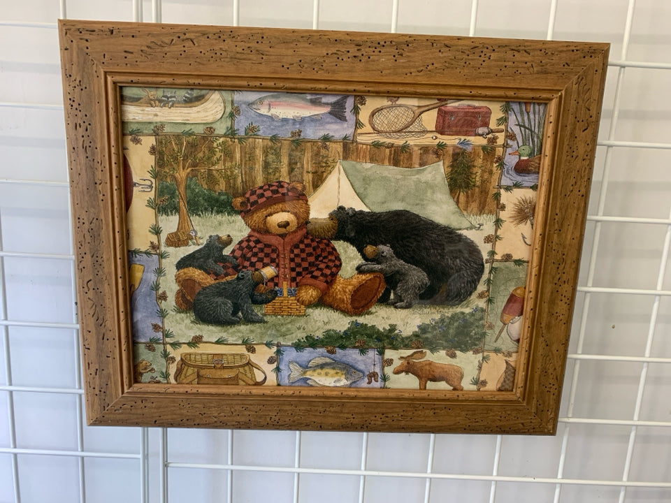 TEDDY BEAR CAMPING WALL HANGING.