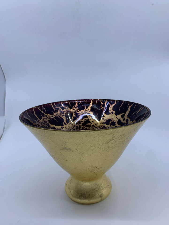 RED AND GOLD CRACKLE BOWL.