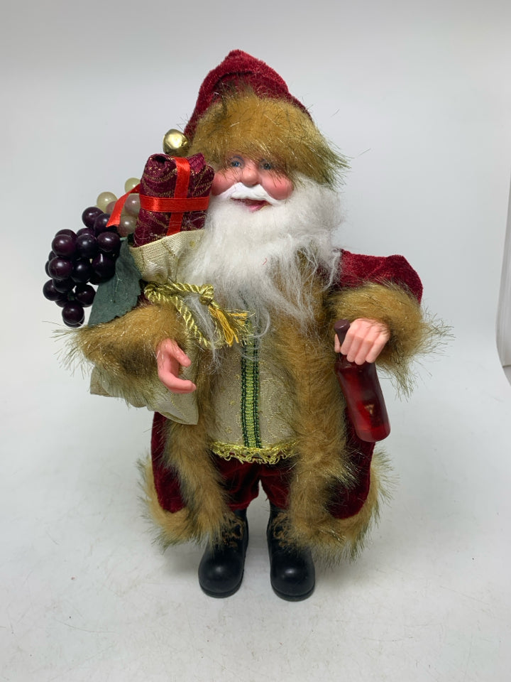 STANDING SANTA W/ GRAPES AND WINE.