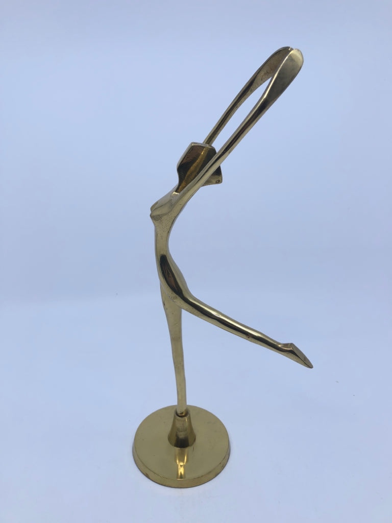 LACQUERED BRASS ABSTRACT BALLERINA STATUE.