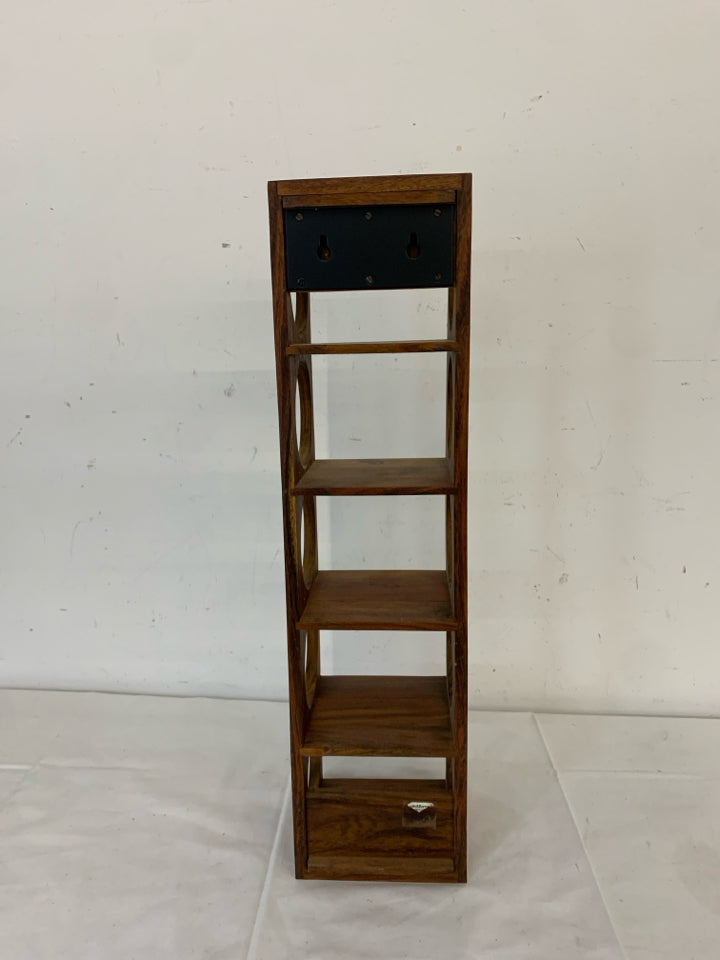 DARK WOOD RECTANGLE WINE RACK.