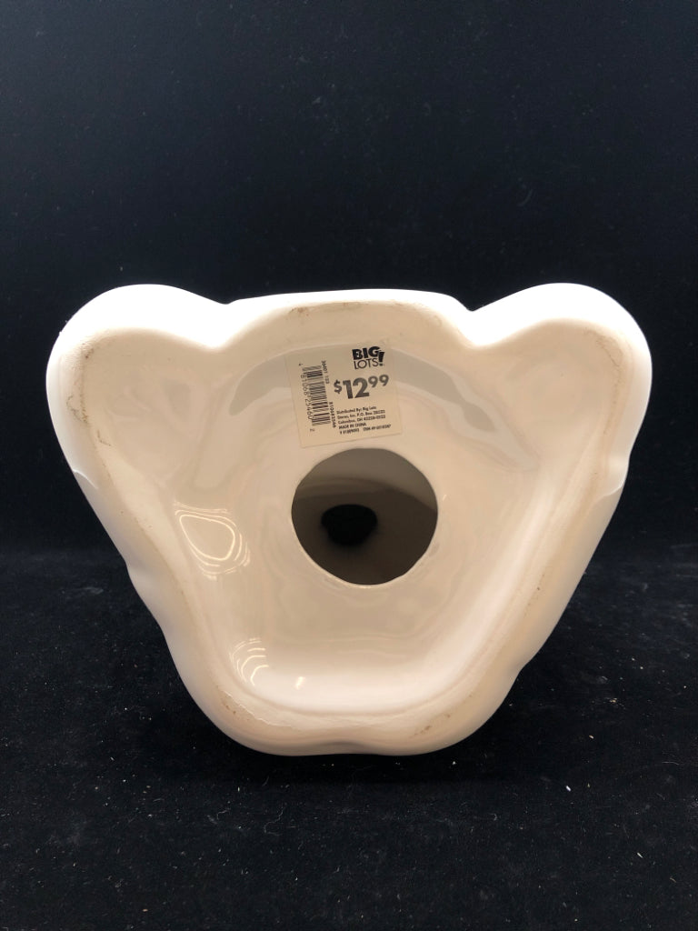 WHITE CERAMIC BUDDHA SCULPTURE.