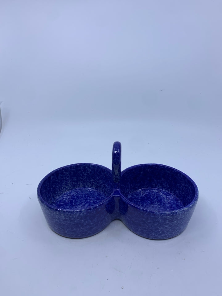 2 BOWL DARK BLUE SPONGE DESIGN SERVER W/ HANDLE.