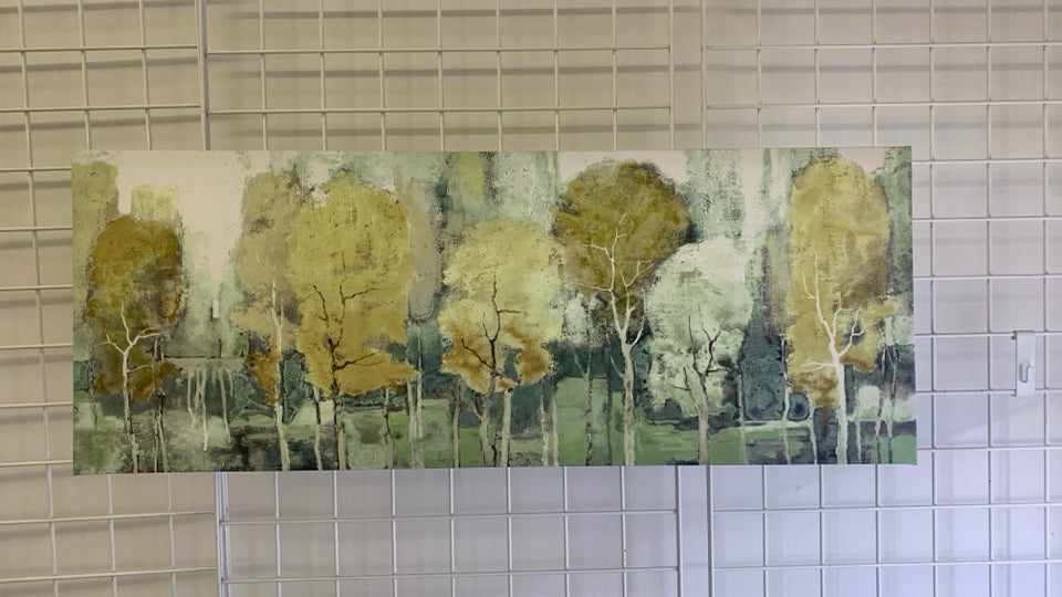 FAUX WATER COLOR TREES CANVAS.