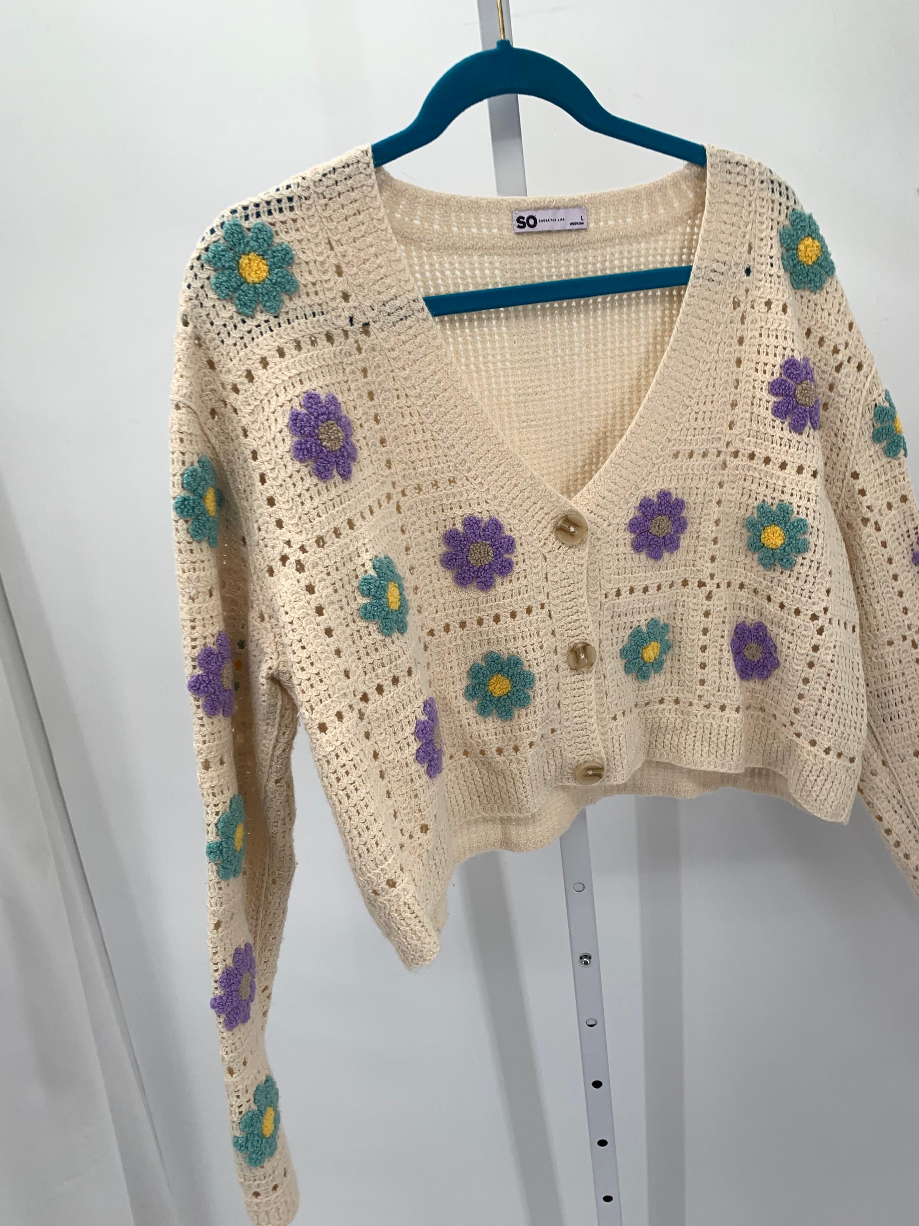 SO Size Large Juniors Long Sleeve Sweater