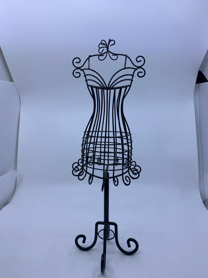 BLACK METAL DRESS JEWELRY HOLDER.