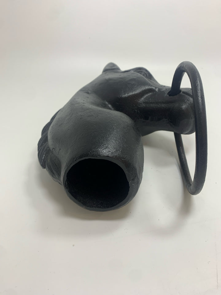 HEAVY METAL HORSE HEAD HITCHING POST TOPPER.