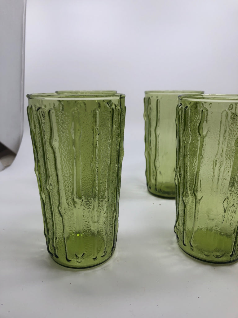 8 BAMBOO GREEN GLASS.