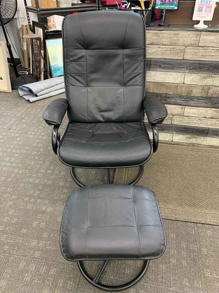 FAUX LEATHER SWIVEL OFFICE CHAIR W/FOOTSTOOL.
