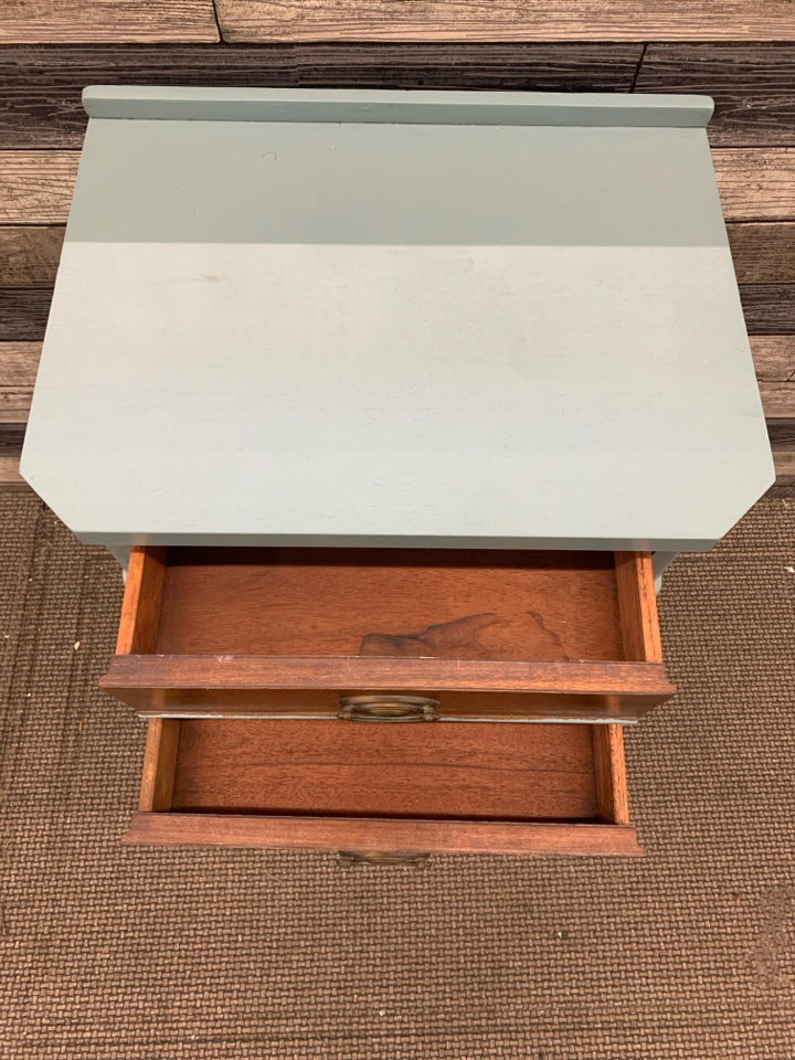 TEAL 2 DRAWER NIGHT STAND.