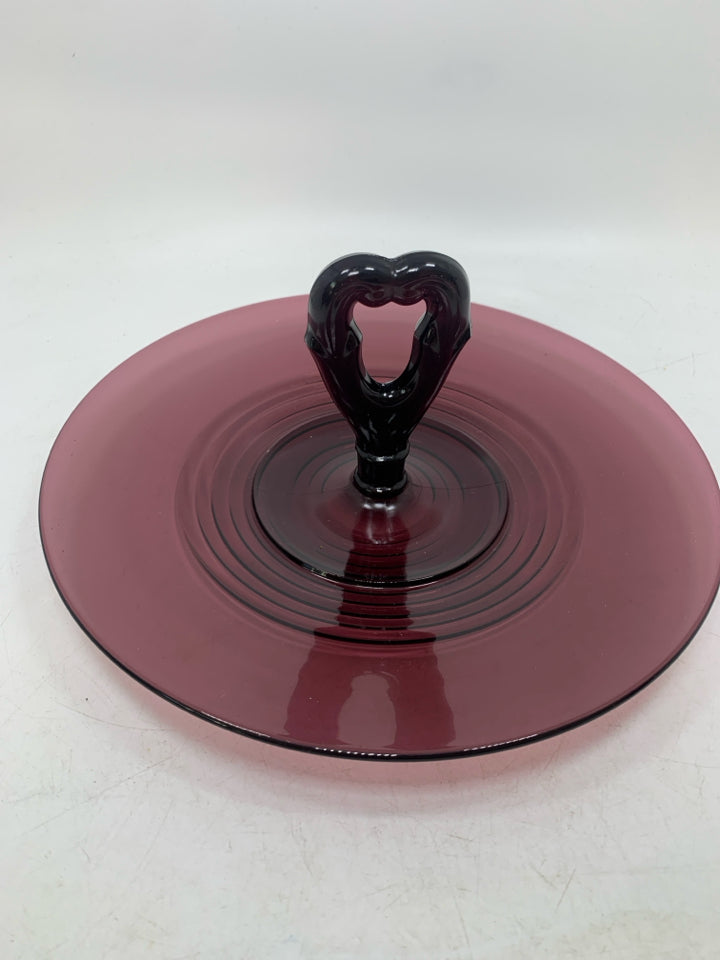 VTG PURPLE GLASS TIDBIT TRAY.