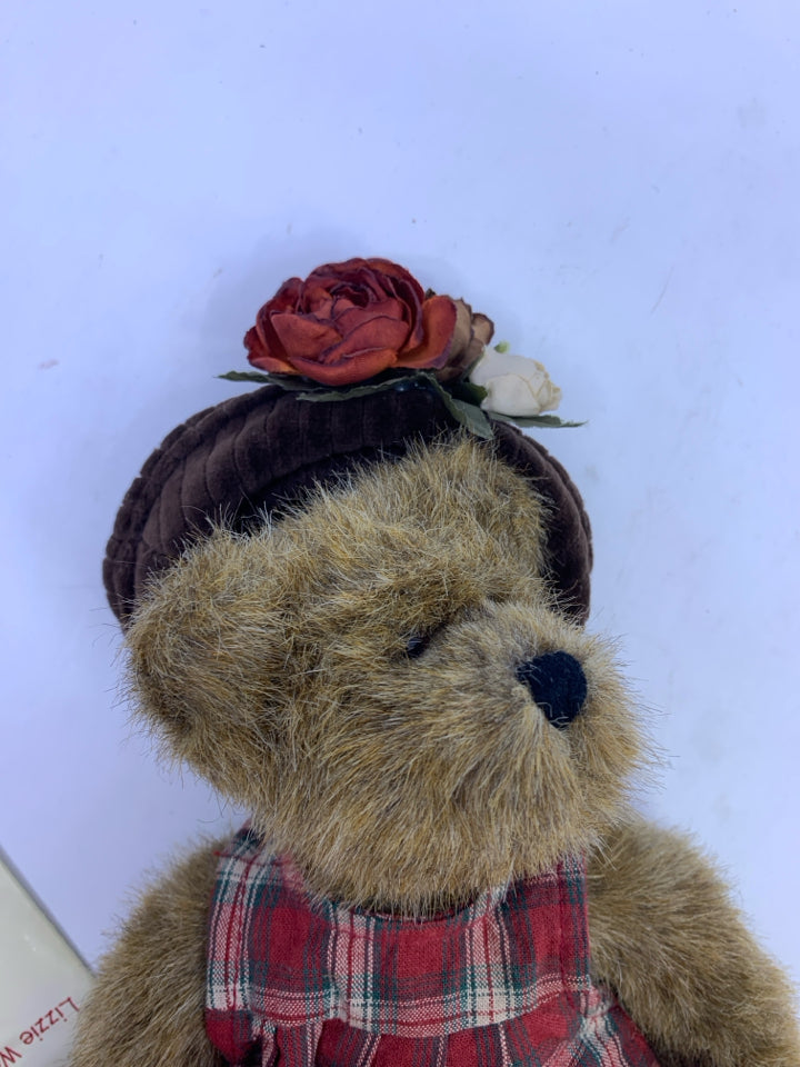 BOYDS BEAR RED PLAID DRESS.