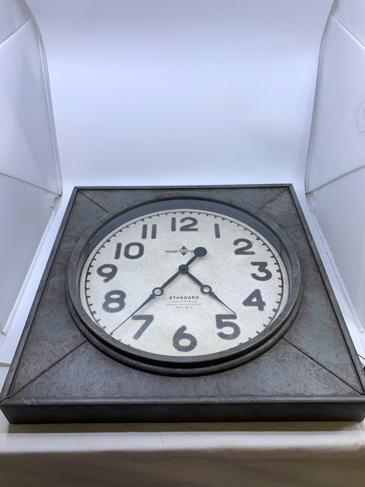 LARGE SQUARE METAL CLOCK.