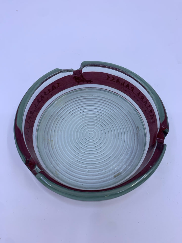 VTG CAESARS PALACE RED GLASS ASHTRAY.