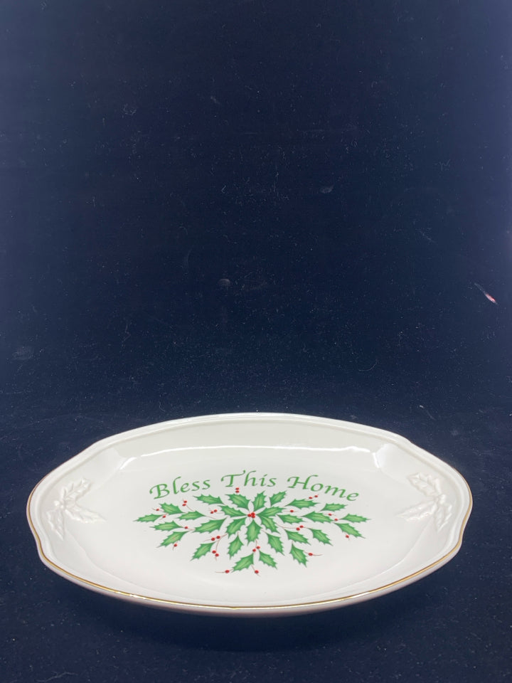 "BLESS THIS HOME" LENOX SERVING PLATE.