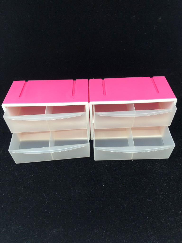 4 DRAWER PLASTIC BEAUTY ORGANIZER PINK/CLEAR.