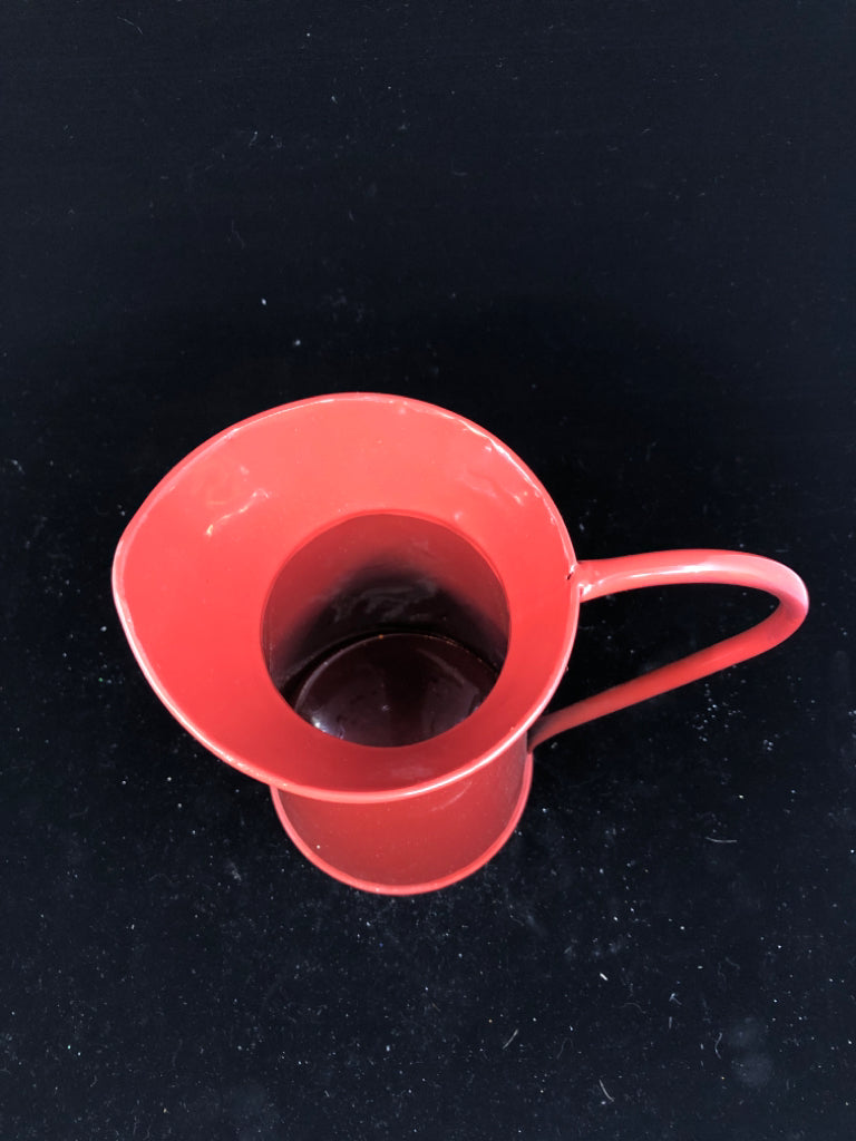 RED METAL PITCHER.