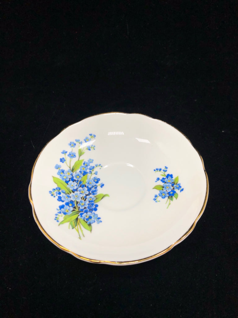 BLUE FLORAL TEA CUP & SAUCER - SANDFORD.