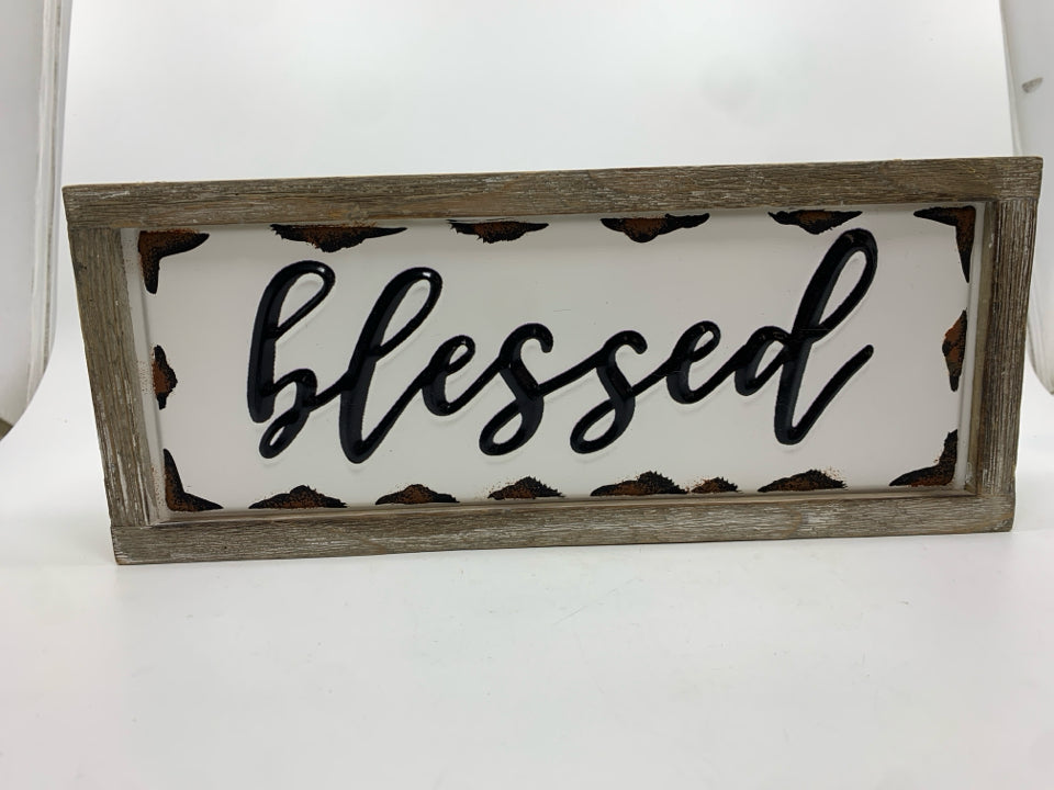 BLESSED RUSTIC WOOD AND METAL SIGN.