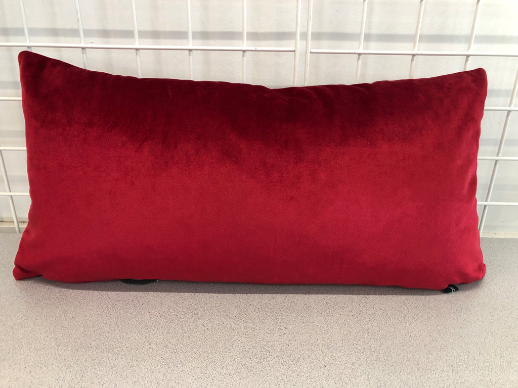 HO HO HO RED VELOUR ACCENT PILLOW.