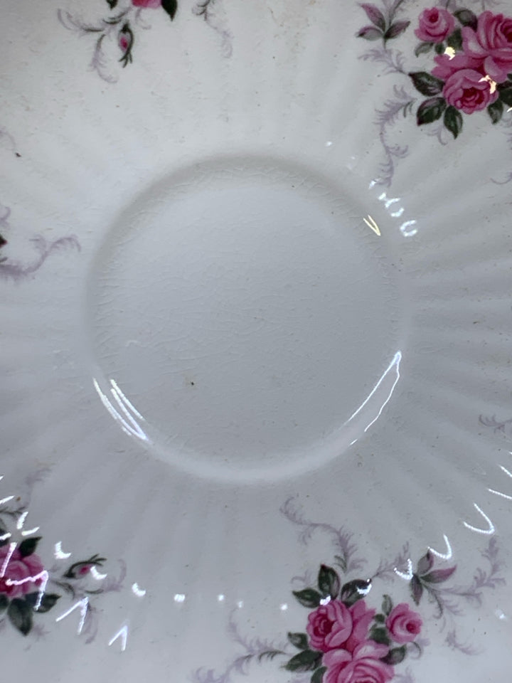 WHITE W/ PINK ROSES GOLD RIM.