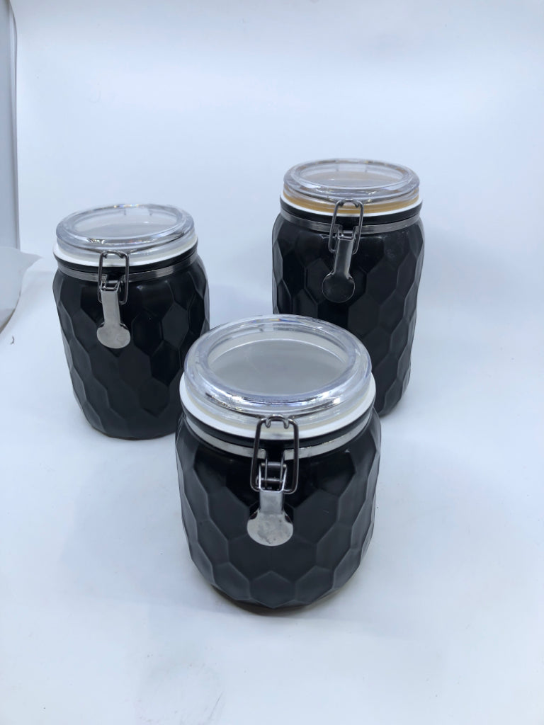 3 PC BLACK CANISTERS.