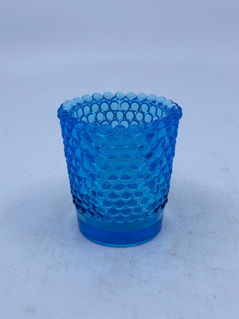 HOBNAIL GLASS TOOTHPICK HOLDER BLUE.