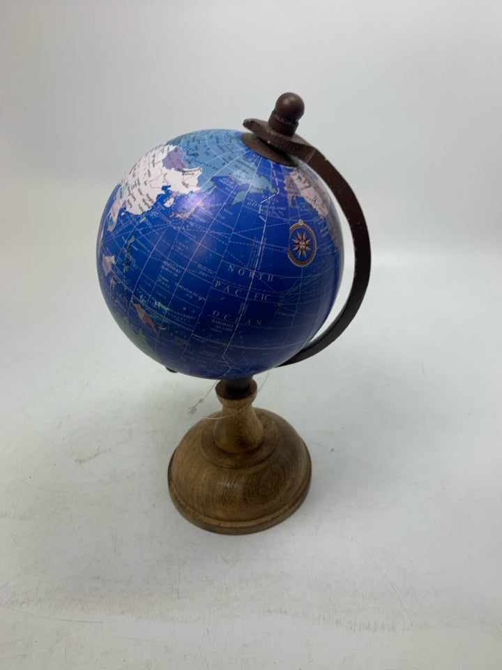 WOOD BASE SMALL PAPER GLOBE.