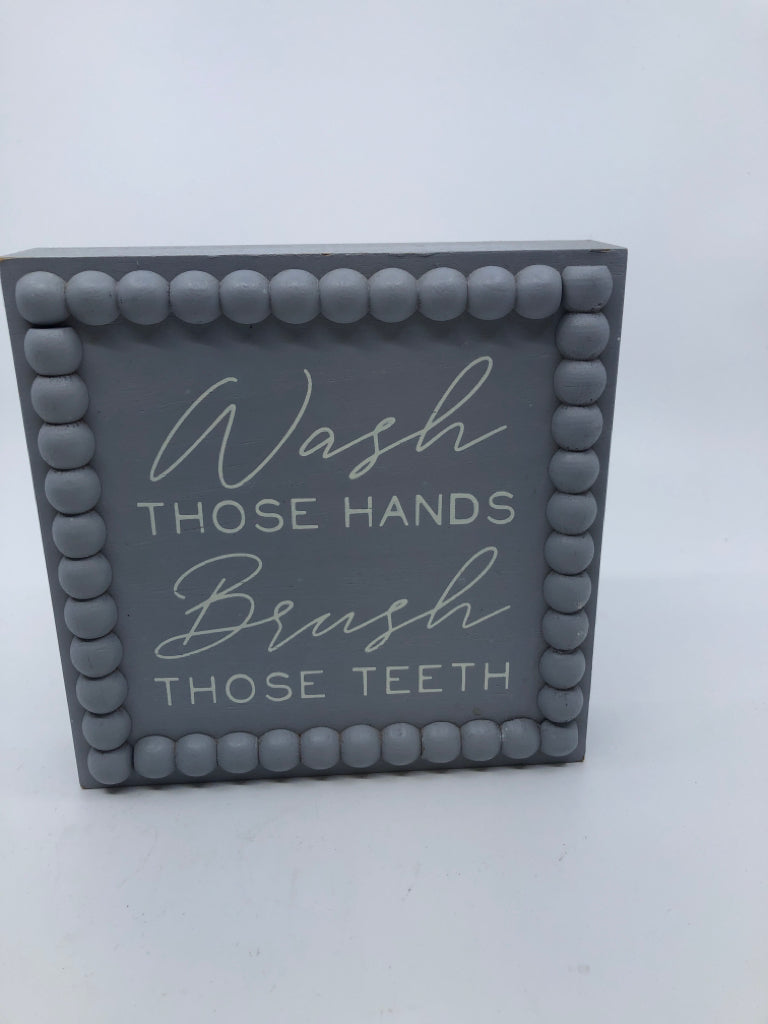 GREY WASH YOUR HANDS STANDING SIGN.