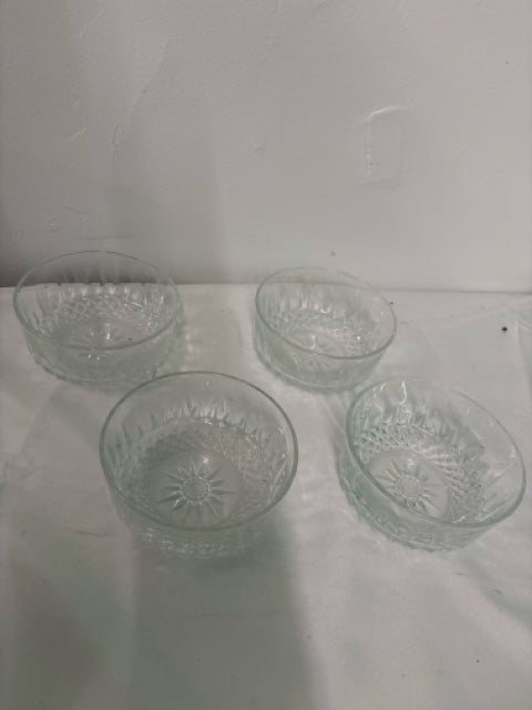 4 CUT GLASS SALAD BOWLS.