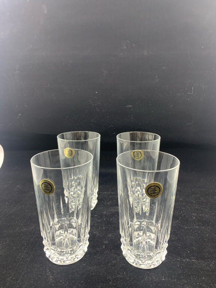 4 ONEIDA CRYSTAL WATER GLASSES.