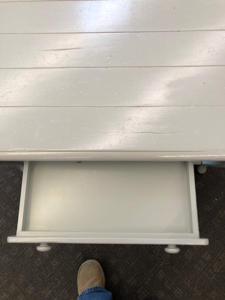LIGHT BLUE PAINTED 2 TIER COFFEE TABLE W/ DRAWER.